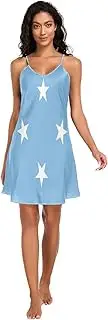 [RPLIFE] Micronesia Flag Women Full Slips, Sexy V Neck Satin Cami Dress, Small