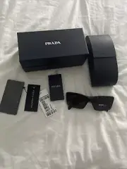 Prada Tortoise Rectangular Marble Acetate Cat Eye Sunglasses W/Case SPR13Z New