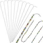 HUSUM 10 Pieces 6 Inches Curved Beading Needle Stainless Bead Spinner Needle String Bead Needle for Spin and String Bead (Silver-10pcs)