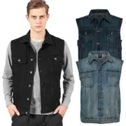 Urban classics - DENIM jeans vest Black L