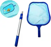 Pool Skimmer Net with Pole,17.5-35” Telescopic Pole,3 Section Pole,Plastic Framed Fine Mesh Net for Cleaning Pool Liners,Spas,Ponds and Kids Inflatable Pool,Cleaner Net Easily Removes Leaves,Debris