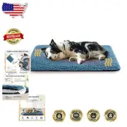 Thermal Non-Slip Dog Crate Pad - Plush Self Warming Bed for Large Pets, Blue