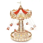 Robotime ROKR Swing Ride DIY Music Box 3D Wooden Puzzle EA02