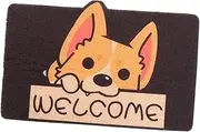 YARNOW 1pc Welcome Door Mat Cartoon Corgi Non Slip Entrance Mat for Home Easy to Clean for Doorways Kitchens and Bathrooms Decorative Floor Rug for All Styles