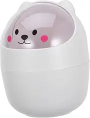 Gatuida 1Pc Cute Cartoon Mini Trash Can with Shake Lid Waste Container for Table Adorable Desktop Garbage Bin for Home Office