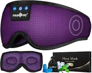 MUSICOZY 3D Sleep Headphones Mask Sleeping Headphones for Side Sleepers Eyemask Headphones, Wireless Bluetooth Headband Headphones Cool Gadgets Unique Gifts(Purple)