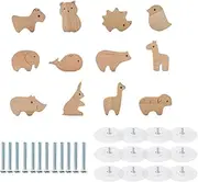 Wooden Drawer Pulls Nail Free Animal Shape Wooden Home Round Drawer Knob Dinosaur Pattern Furniture Multifunctional Handle Set One