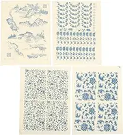 COHEALI 4 Sheets Burnt Pottery Stickers underglaze transfers for Pottery waterslide Decal Chic Pottery Decal Beautiful Transfer Decal Ceramic Cup Decal Pottery Supply Classic Flowers Paper