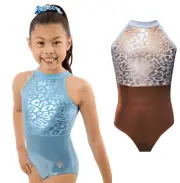 NEW! The Cats Meow Light Blue Girls Gymnastics Leotard - Blue or Bronze