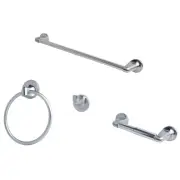 4 Piece Bath Accessory 18" Towel Bar Towel Ring Robe Hook Toilet Paper Holder