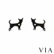 【VIA】白鋼耳釘 白鋼耳環 愛心耳環/動物系列 縷空愛心梗犬狗狗造型白鋼耳釘(黑色)