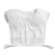 Women Double Layer Large Lapel Fake Collar Ruffles Button Detachable Half Shirt