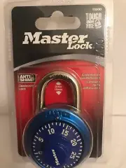 Master Lock Padlock 1530D, Preset Combinations Lock, 1-7/8 Wide, Blue Dial.
