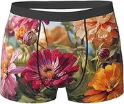 [QMNEHJ] Colorful Spring Summer Flower Men's Boxer Briefs Breathable Stretch Underwear Moisture-Wicking Trunks for Men