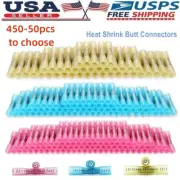 100-400 PCS Heat Shrink Butt Wire Splice Connectors Seal Crimp Terminals USA