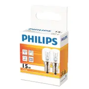 Philips T25 E14 Halogen 140Lm Clear 15W Appliance Globe - 2 Pack