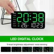 Color LED Digital Clock Bedside Table 9 In Large Alarm Clock w Date Week Temp