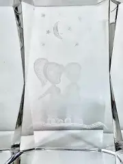 Girl & Boy Wedding Young Love Anniversary Laser Etched Crystal Paperweight