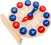 Hohopeti Wooden Time Teaching Clock Boys and Girls Learning Toy Math Learning Educational Clock for Children