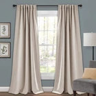 Insulated Back Tab Blackout Window Curtain Panel Pair, 95" L x 52" W, Wheat