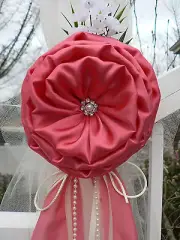 Coral Chair Bows, Pew Bows, White, Church Aisle decoration, Arch decoration
