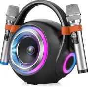 Portable Karaoke Machine Bluetooth Speaker with 2 Wireless Microphones