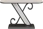Hallway Table Console Table for Entryway Hall, Modern Sofa Table for Living Room, Stable Metal Frame, Faux Marble Veneer Tabletop Console Tables for Hallway Slim(Black,Medium)