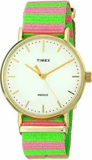Timex TW2P91800 Fairfield Women's Analog Gold-Tone Steel Watch Nylon Band