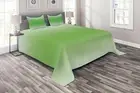 Ombre Quilted Coverlet & Pillow Shams Set, Moss Leaf Spring Theme Print