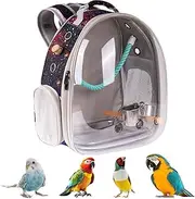 Pimoka Galaxy Blue Bird Carrier Backpack with Perch - Bubble Backpack for Birds Conures, Budgies and Small ParrotsIdeal Ideal for Vet and Outdoor Adventures(Galaxy Blue, Large)