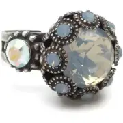 Mariana Cosmo Silver Ring Adj Round White with Blue Crystal Accents 1055 NWT