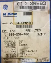 General Electric Motor-1/2 HP 3-Phase 1725 RPM