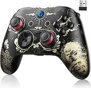 DIANVEN Wireless PC Controller, Hall Effect Controller, Enhanced Precision, Controller for Gaming, Compatible with PC/Steam/iPhone/Android/Switch/PS3, Black with Bronze Wukong