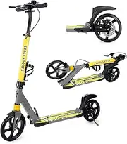 [Scale Sports] Two Wheeled Folding 3 size Adjustable Kick Scooter for Kids 7+, Scooter with Dual Brakes, 200mm big Wheels Scooter for Adults up 100kg Teens and children, Double Absorption