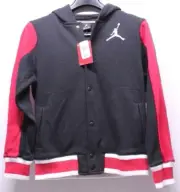Air Jordan Retro 11 XI Bred Black Red White Button Hooded Sweater Boys Large New