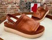 Miz Mooz Rust Brown Leather Backstrap Sandals Peep 41 9.5-10 New
