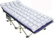 JSEIAJB Folding Camping Cot with Carry Bag Portable Outdoor Chaise Camping Cot Heavy Duty Guest Bed with Mattress