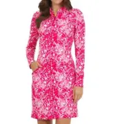 NWT IBKUL EVIE Watermelon Long Sleeve Mock Golf Tennis Dress - S & L