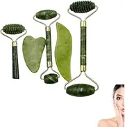 GYWHOOFT 5 PCS Jade Roller and Gua Sha Set,Facial Roller Massager with Gua Sha Scraping Tool,Face Roller Set for Anti-aging, Slimming Firming, Rejuvenate Face and Neck, Remove Wrinkles Eye Puffiness