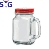 在飛比找PChome24h購物優惠-SYG吸管洞梅森杯玻璃罐500ml