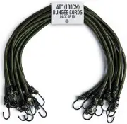 Pluvios - 40" 100cm Bungee Cords with Hooks Heavy Duty Outdoor - 10 Pack