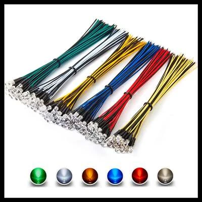 Pre-Wired LEDs ~ 3-12 Volt DC ~ Clear Lens ~ Choose Color and Size