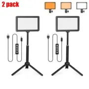 2 Pack Dimmable USB Camera LED Video Light Panel + Tripod Stand for Photo