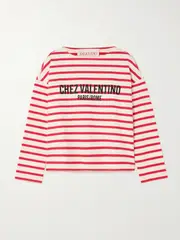[Valentino Garavani] Valentino Garavani - Striped Printed Cotton-jersey T-shirt - Red - x small x small Red
