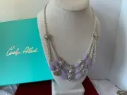 VINTAGE CAROLYN POLLACK STERLING AMETHYST 18”-21” BIB STATEMENT NECKLACE 43g USA