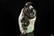 Gemstone 8.3" Emerald Hand Carved Crystal Snake Sculpture, Crystal Healing