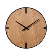 [James Lane] Edison Wall Clock Black/Natural - 45cm x 5cm