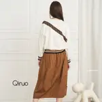 QIRUO-奇若名品-春夏專櫃-鬆緊腰抽繩素色長裙-日系素色抽繩造型長裙2296B