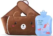 Hot Water Bottle, Warm Water Bag Rubber Hot Water Pouch with Soft Plush Hand Waist Warmer Cover, Cute Unicorn Hot Water Bag for Pain Relief from Arthritis, Headaches, Hot and Cold Therapy