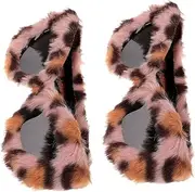 [FRCOLOR] 2pcs Leopard Print Fuzzy Sunglasses Plush Cat Eye Shades Retro 90s Party Glasses for Halloween Masquerade Party Decoration
